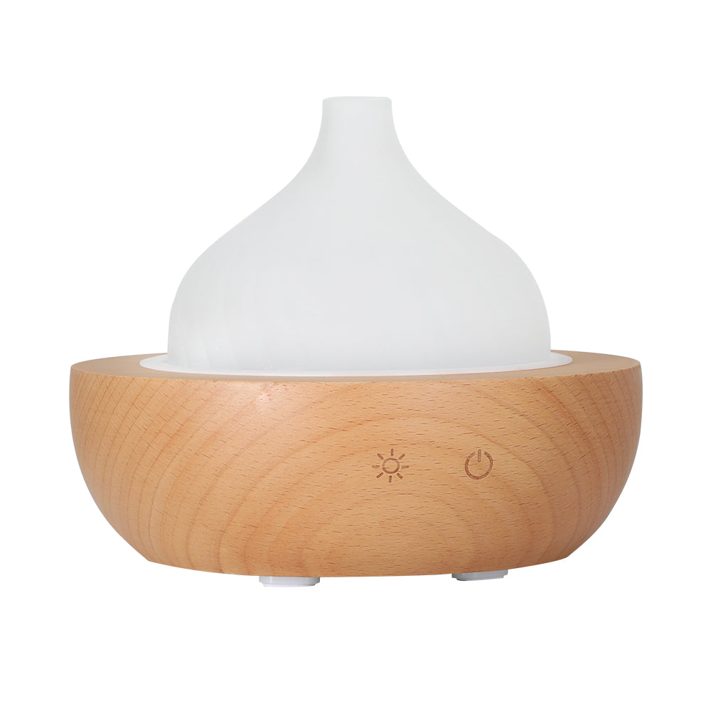 Devanti Aroma Aromatherapy Diffuser LED Oil Ultrasonic Air Humidifier Glass Wood DIFF-X013-LW