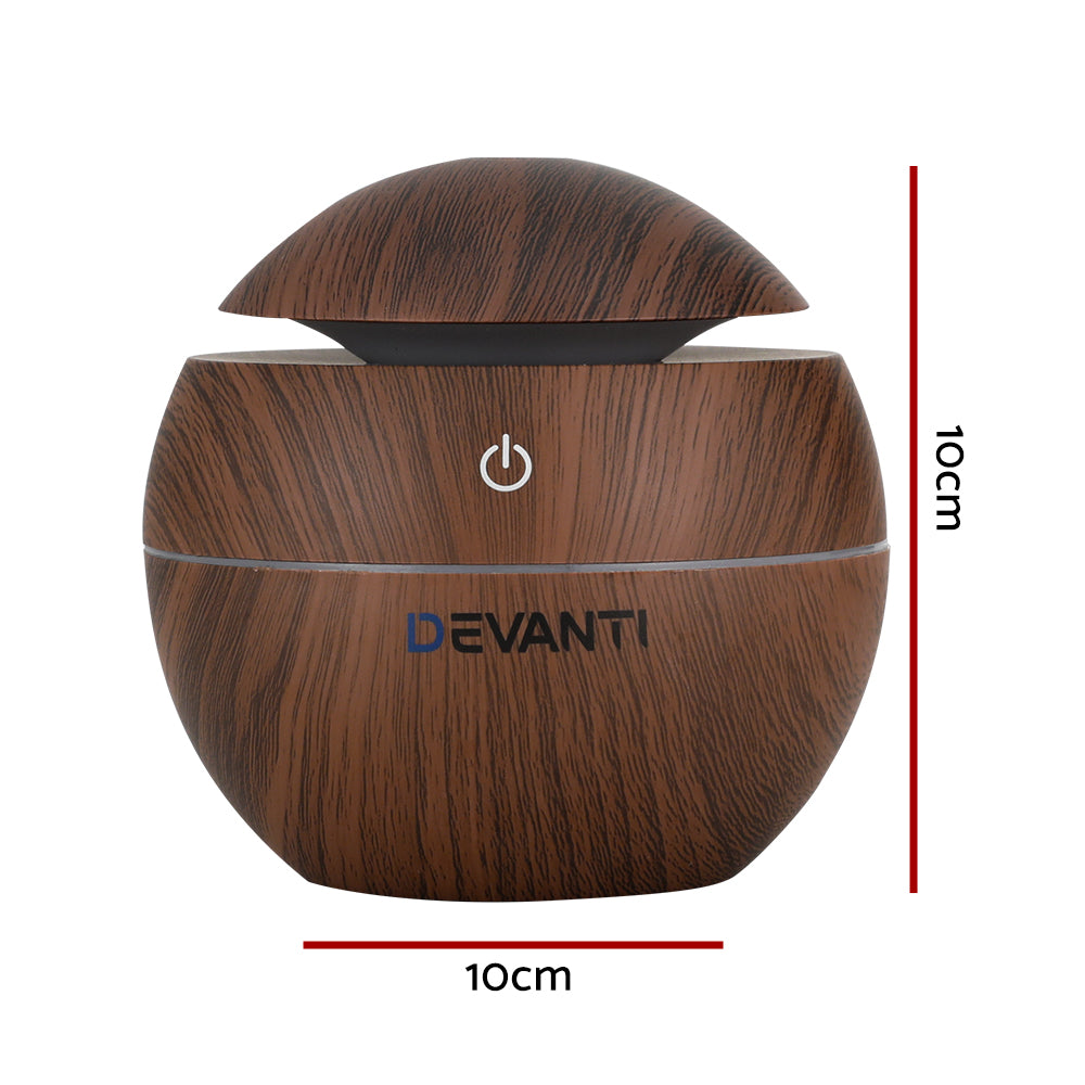 Devanti Aroma Diffuser Aromatherapy Dark Wood 130ml DIFF-YX003-DW
