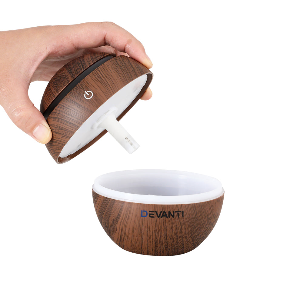 Devanti Aroma Diffuser Aromatherapy Dark Wood 130ml DIFF-YX003-DW