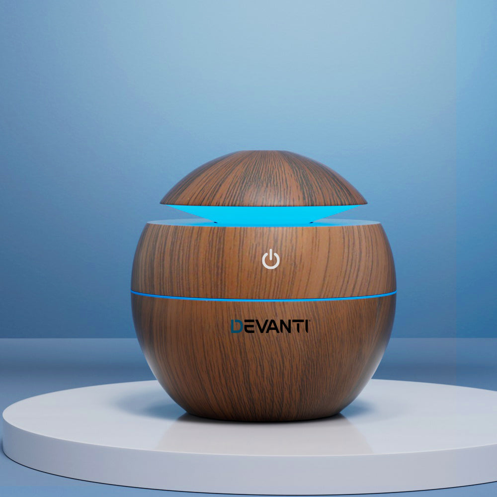 Devanti Aroma Diffuser Aromatherapy Dark Wood 130ml DIFF-YX003-DW