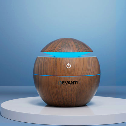 Devanti Aroma Diffuser Aromatherapy Dark Wood 130ml DIFF-YX003-DW