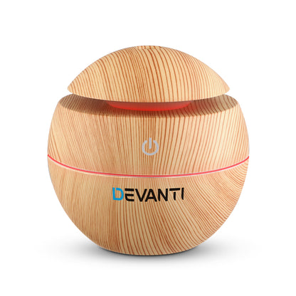 Devanti Aroma Diffuser Aromatherapy Light Wood 130ml DIFF-YX003-LW