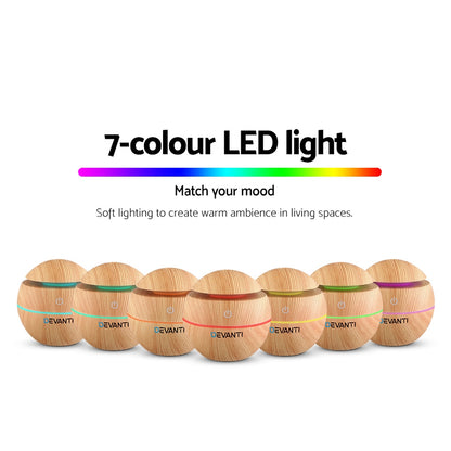 Devanti Aroma Diffuser Aromatherapy Light Wood 130ml DIFF-YX003-LW