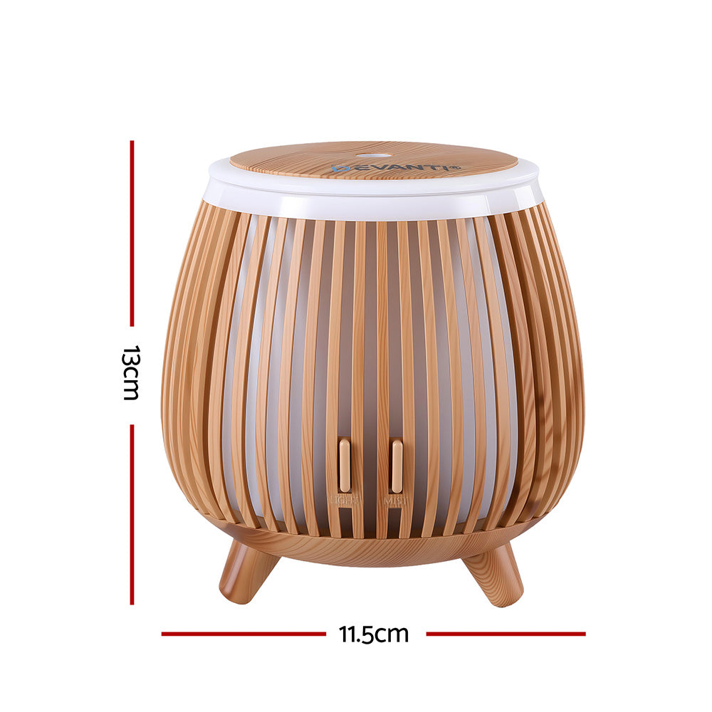 Devanti Ultrasonic Aroma Diffuser Aromatherapy 140ml LED Lights Iron Humidifier Forest Deep Wood DIFF-YX105-LW