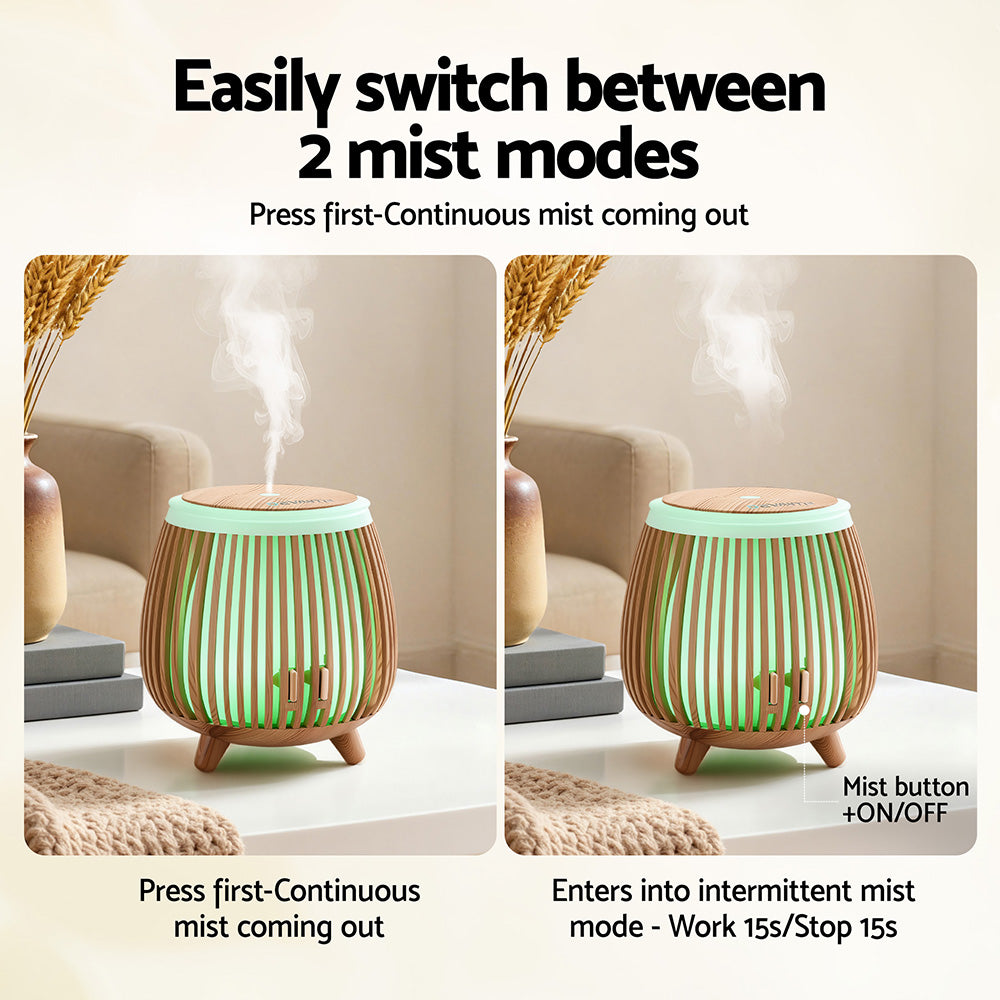 Devanti Ultrasonic Aroma Diffuser Aromatherapy 140ml LED Lights Iron Humidifier Forest Deep Wood DIFF-YX105-LW