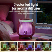 Devanti Ultrasonic Aroma Diffuser Aromatherapy 140ml LED Lights Iron Humidifier Forest Deep Wood DIFF-YX105-LW