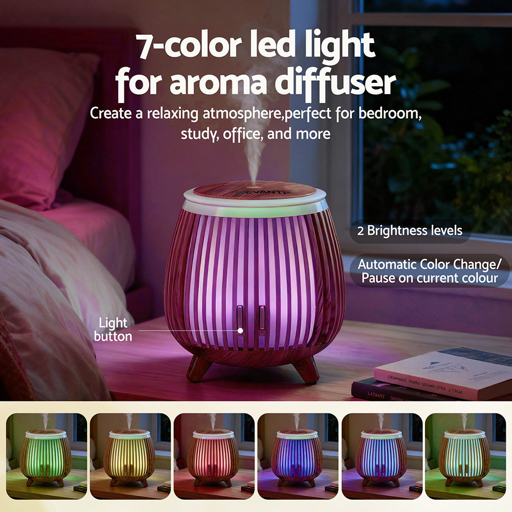 Devanti Ultrasonic Aroma Diffuser Aromatherapy 140ml LED Lights Iron Humidifier Forest Deep Wood DIFF-YX105-LW