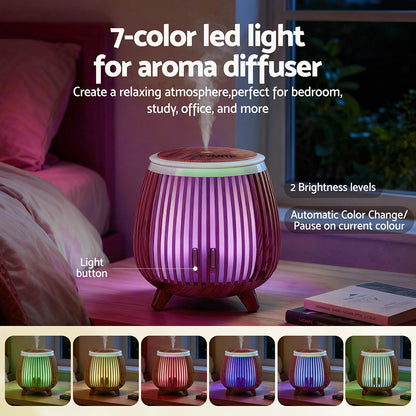 Devanti Ultrasonic Aroma Diffuser Aromatherapy 140ml LED Lights Iron Humidifier Forest Deep Wood DIFF-YX105-LW