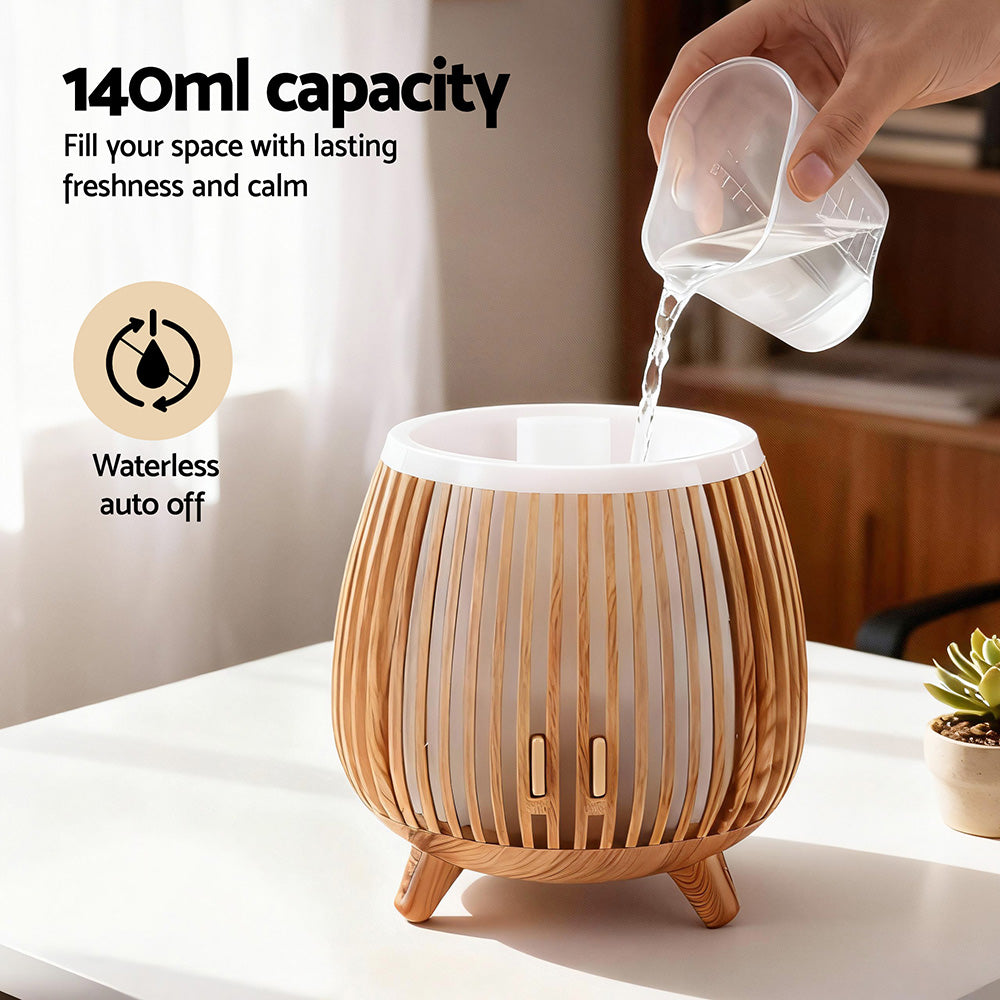 Devanti Ultrasonic Aroma Diffuser Aromatherapy 140ml LED Lights Iron Humidifier Forest Deep Wood DIFF-YX105-LW