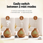 Devanti Ultrasonic Aroma Diffuser Aromatherapy 400ml LED Lights Iron Humidifier Forest Light wood grain DIFF-YX134-LW