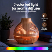 Devanti Ultrasonic Aroma Diffuser Aromatherapy 400ml LED Lights Iron Humidifier Forest Light wood grain DIFF-YX134-LW