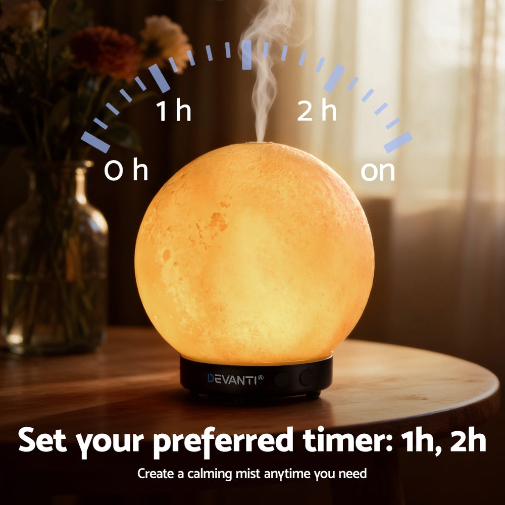 Devanti Ultrasonic Aroma Diffuser Aromatherapy Moon Lamp 100ml DIFF-YX145-WH