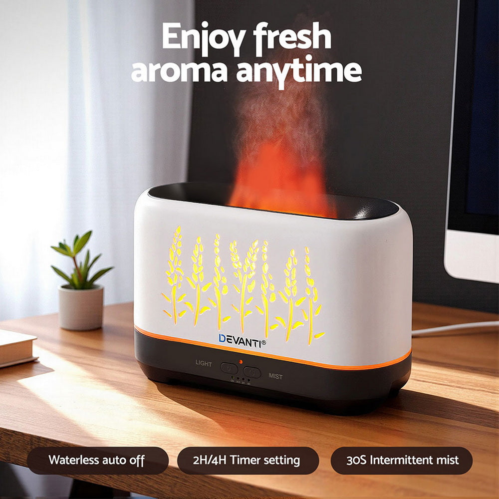Devanti Aroma Diffuser Aromatherapy Flame 200ml DIFF-YX1689-WH