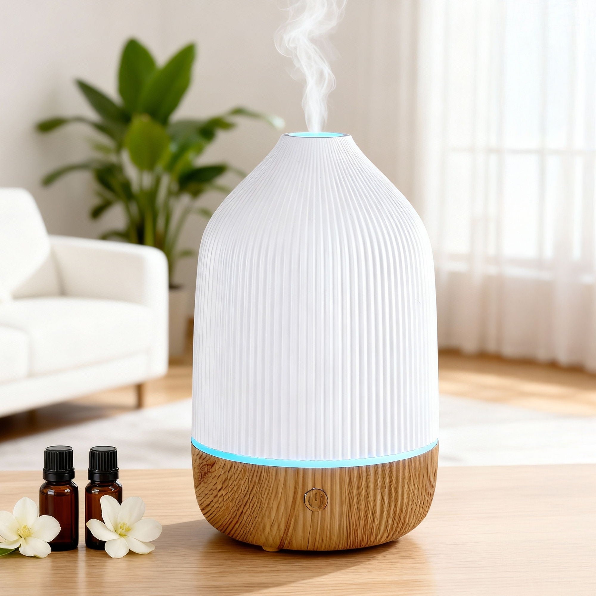 Devanti Ultrasonic Aroma Diffuser Aromatherapy 100ml LED Lights Iron Humidifier Forest DIFF-YX2009-LW