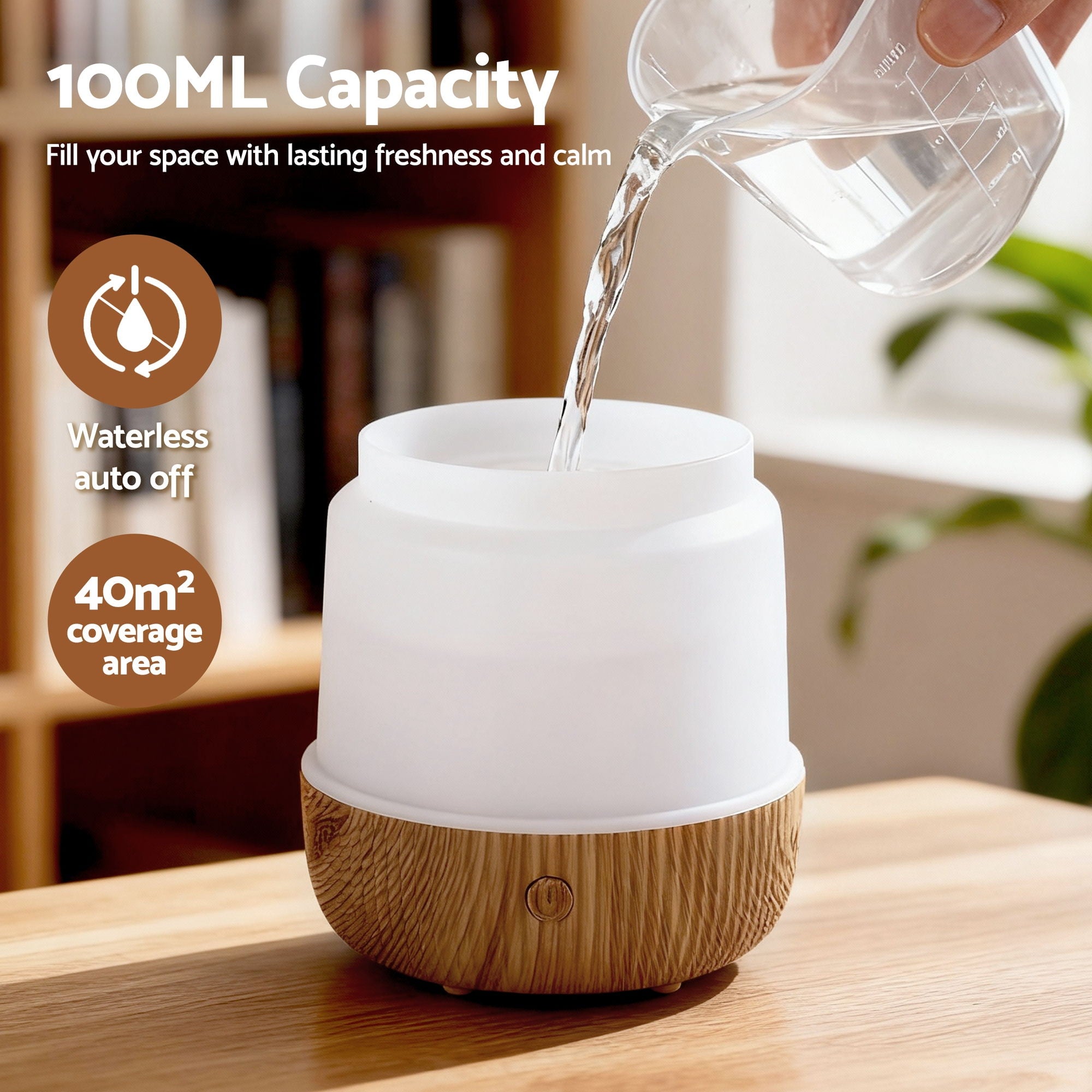 Devanti Ultrasonic Aroma Diffuser Aromatherapy 100ml LED Lights Iron Humidifier Forest DIFF-YX2009-LW