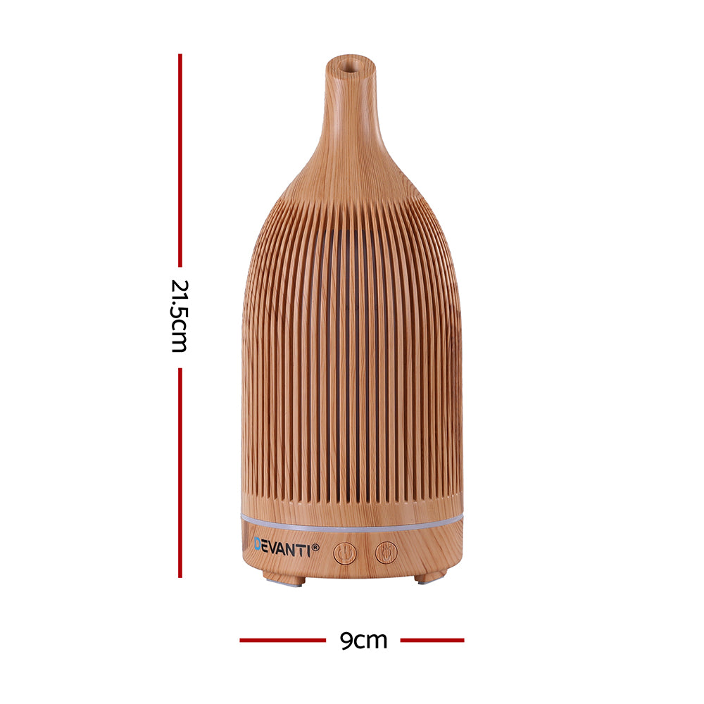 Devanti Ultrasonic Aroma Diffuser Aromatherapy 200ml LED Lights Iron Humidifier Forest Light wood grain DIFF-YX206-LW