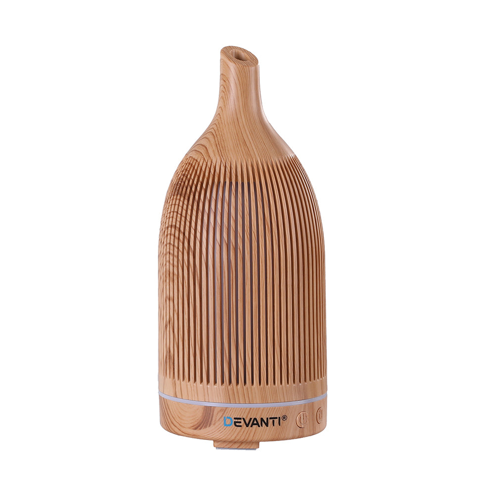 Devanti Ultrasonic Aroma Diffuser Aromatherapy 200ml LED Lights Iron Humidifier Forest Light wood grain DIFF-YX206-LW