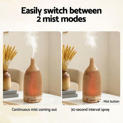 Devanti Ultrasonic Aroma Diffuser Aromatherapy 200ml LED Lights Iron Humidifier Forest Light wood grain DIFF-YX206-LW