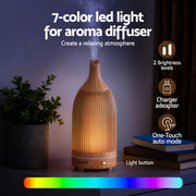 Devanti Ultrasonic Aroma Diffuser Aromatherapy 200ml LED Lights Iron Humidifier Forest Light wood grain DIFF-YX206-LW
