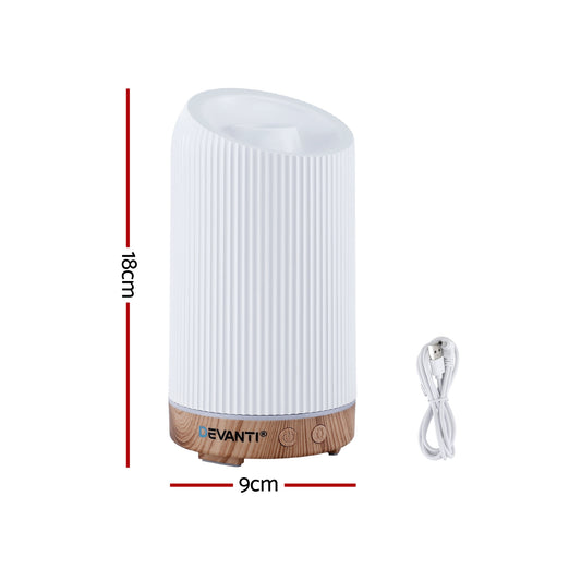 Devanti Ultrasonic Aroma Diffuser Aromatherapy 200ml LED Lights Iron Humidifier Forest DIFF-YX211-LW