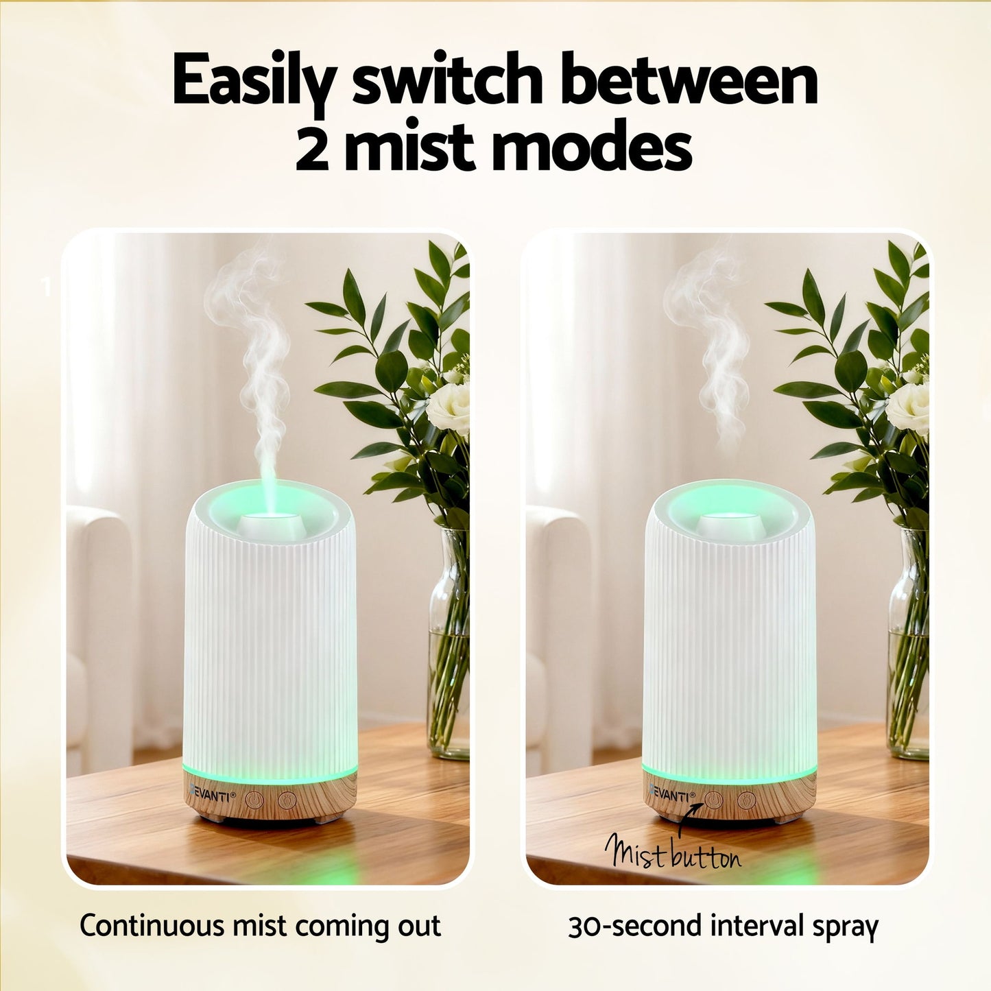 Devanti Ultrasonic Aroma Diffuser Aromatherapy 200ml LED Lights Iron Humidifier Forest DIFF-YX211-LW