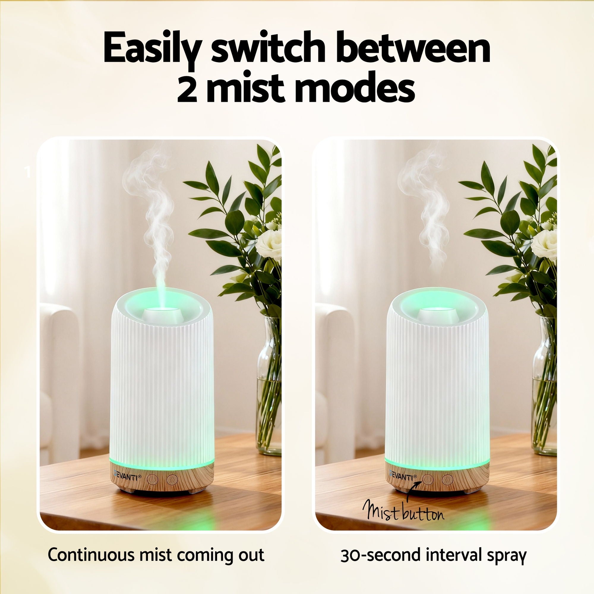 Devanti Ultrasonic Aroma Diffuser Aromatherapy 200ml LED Lights Iron Humidifier Forest DIFF-YX211-LW