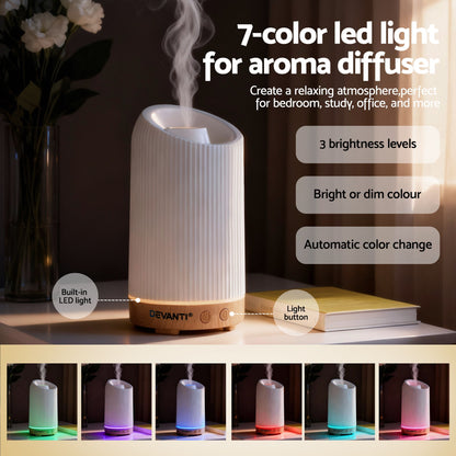Devanti Ultrasonic Aroma Diffuser Aromatherapy 200ml LED Lights Iron Humidifier Forest DIFF-YX211-LW
