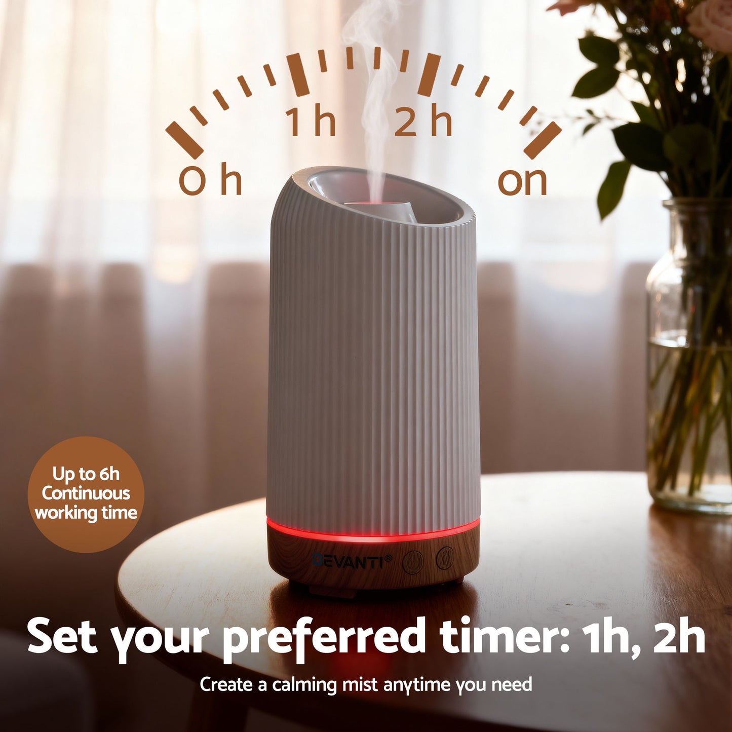 Devanti Ultrasonic Aroma Diffuser Aromatherapy 200ml LED Lights Iron Humidifier Forest DIFF-YX211-LW