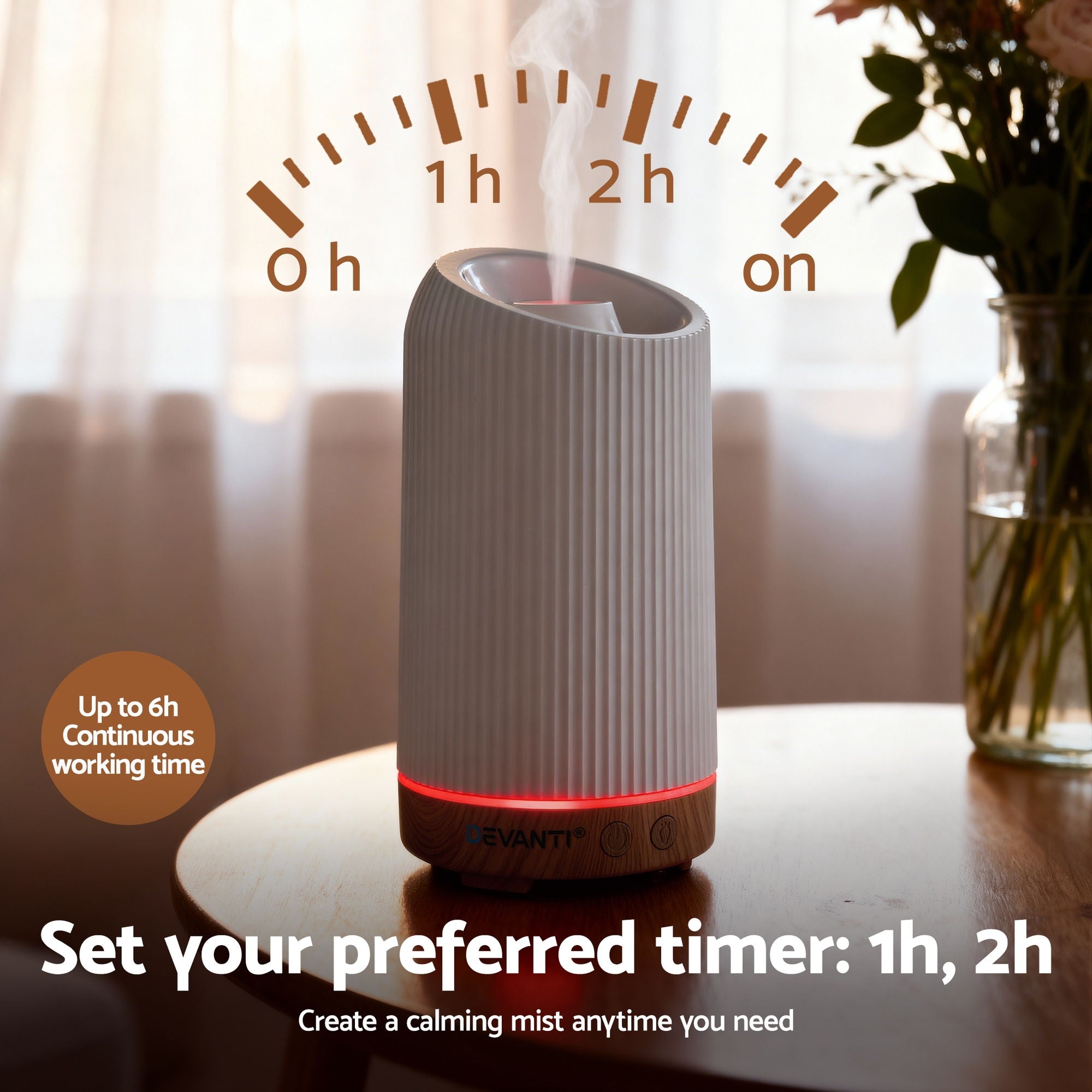 Devanti Ultrasonic Aroma Diffuser Aromatherapy 200ml LED Lights Iron Humidifier Forest DIFF-YX211-LW