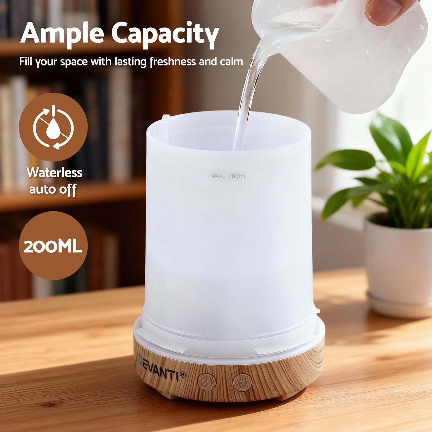 Devanti Ultrasonic Aroma Diffuser Aromatherapy 200ml LED Lights Iron Humidifier Forest DIFF-YX211-LW