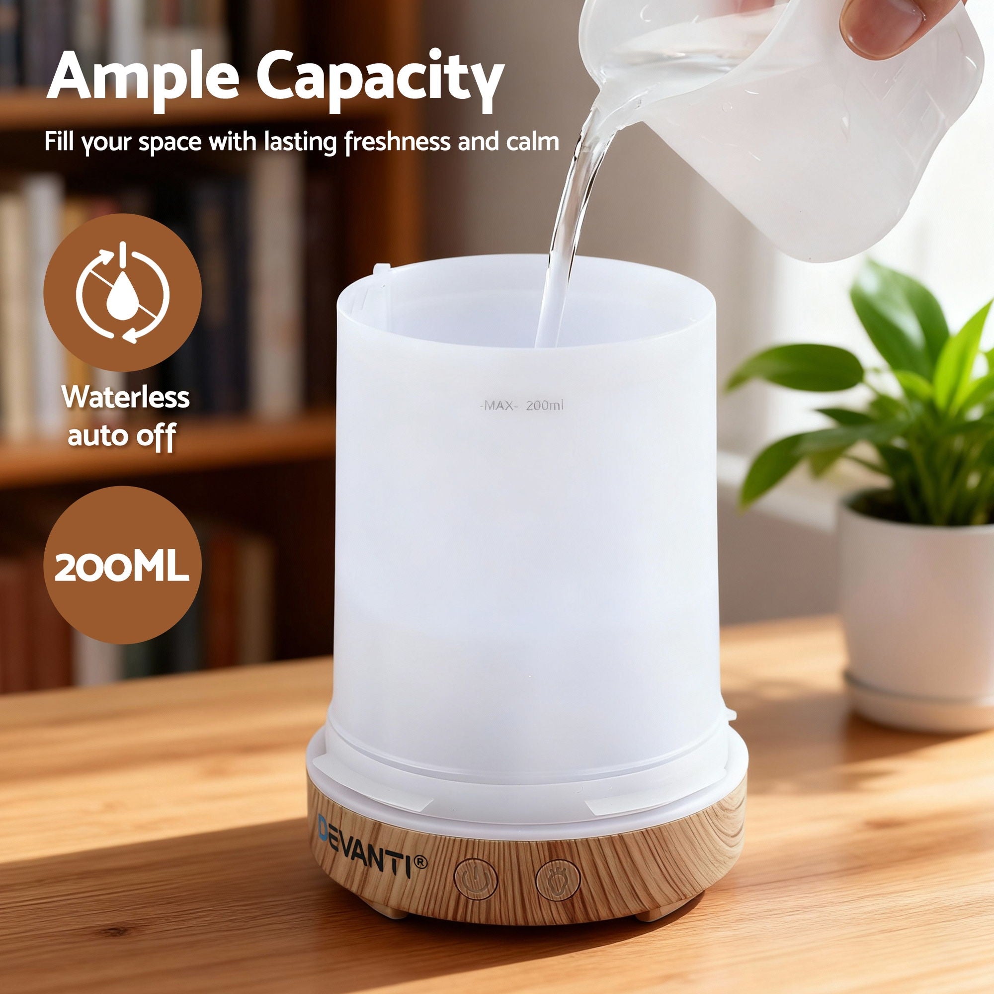 Devanti Ultrasonic Aroma Diffuser Aromatherapy 200ml LED Lights Iron Humidifier Forest DIFF-YX211-LW