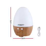 Devanti Ultrasonic Aroma Diffuser Aromatherapy 130ml LED Lights Iron Humidifier Forest DIFF-YX333-LW