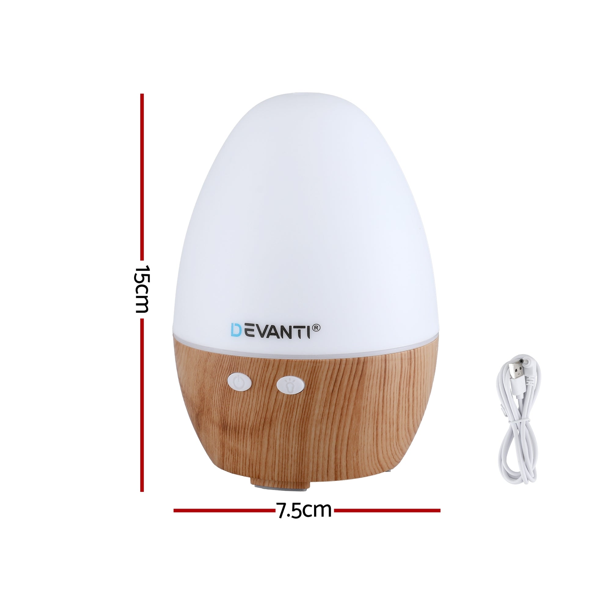 Devanti Ultrasonic Aroma Diffuser Aromatherapy 130ml LED Lights Iron Humidifier Forest DIFF-YX333-LW