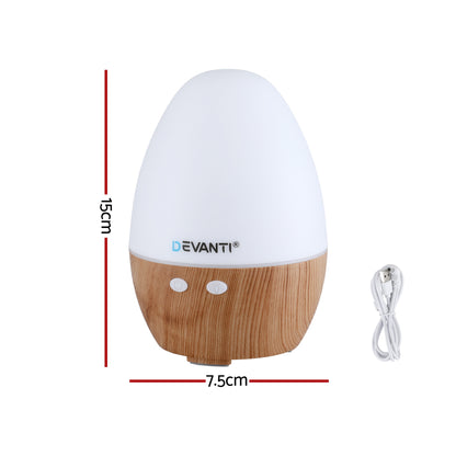 Devanti Ultrasonic Aroma Diffuser Aromatherapy 130ml LED Lights Iron Humidifier Forest DIFF-YX333-LW