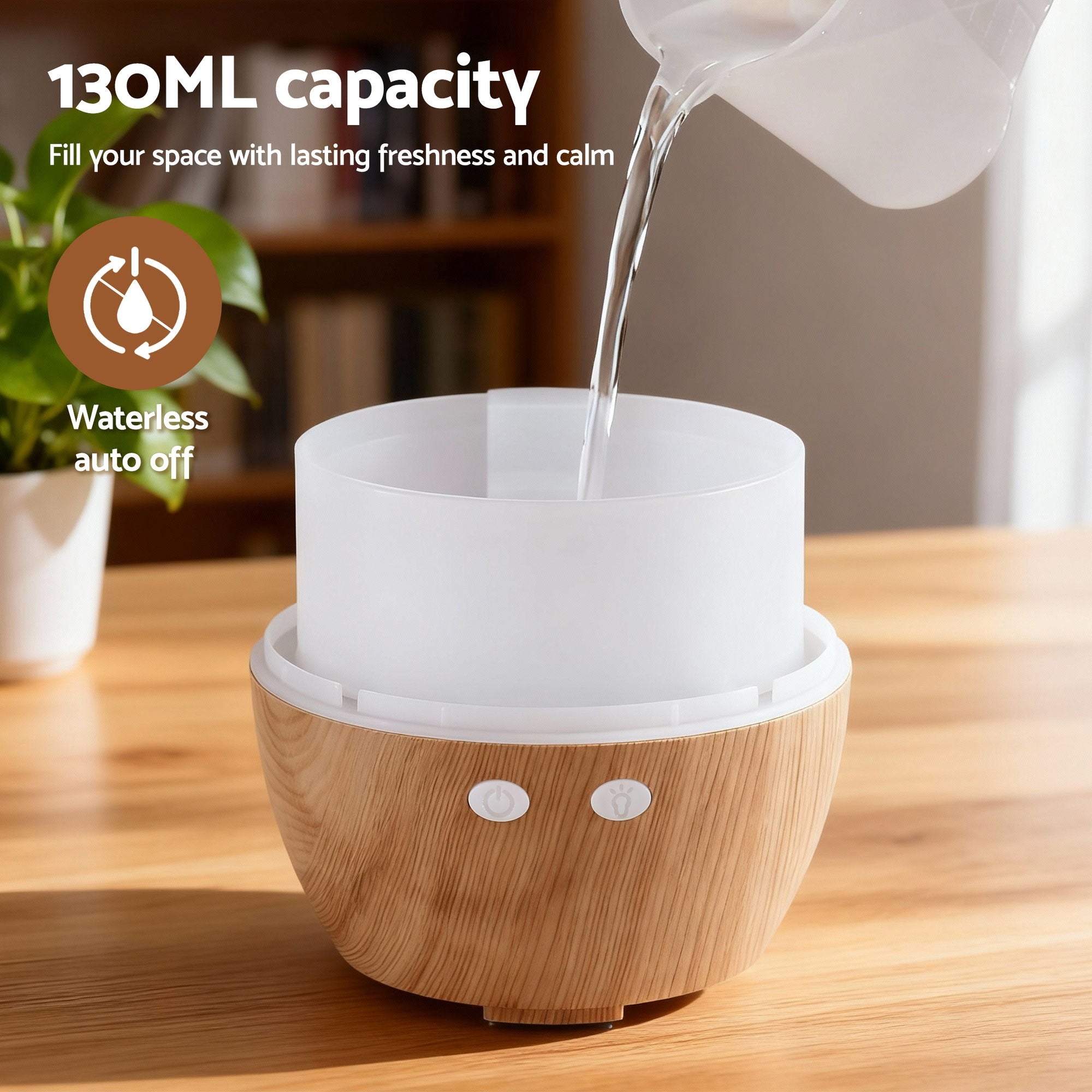 Devanti Ultrasonic Aroma Diffuser Aromatherapy 130ml LED Lights Iron Humidifier Forest DIFF-YX333-LW