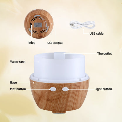 Devanti Ultrasonic Aroma Diffuser Aromatherapy 130ml LED Lights Iron Humidifier Forest DIFF-YX333-LW