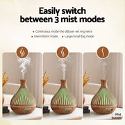 Devanti Ultrasonic Aroma Diffuser Aromatherapy 400ml LED Lights Iron Humidifier Forest Light wood grain DIFF-YX350-LW