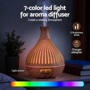 Devanti Ultrasonic Aroma Diffuser Aromatherapy 400ml LED Lights Iron Humidifier Forest Light wood grain DIFF-YX350-LW
