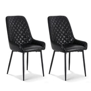 Artiss 2x Dining Chairs Retro PU Leather Kitchen Lounge Cafe Accent Chair Black DINC-B-B02-BKX2