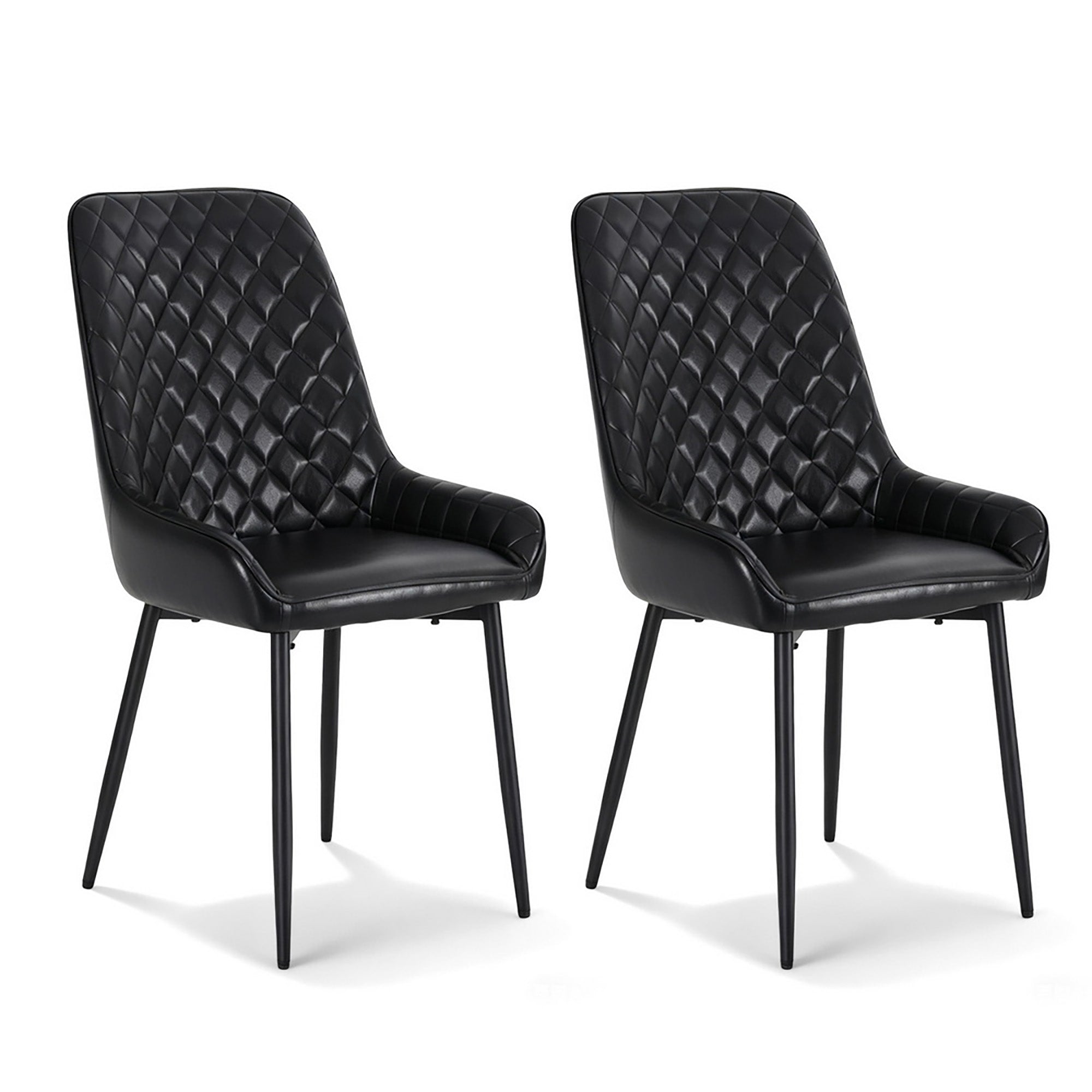 Artiss 2x Dining Chairs Retro PU Leather Kitchen Lounge Cafe Accent Chair Black DINC-B-B02-BKX2