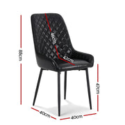 Artiss 2x Dining Chairs Retro PU Leather Kitchen Lounge Cafe Accent Chair Black DINC-B-B02-BKX2