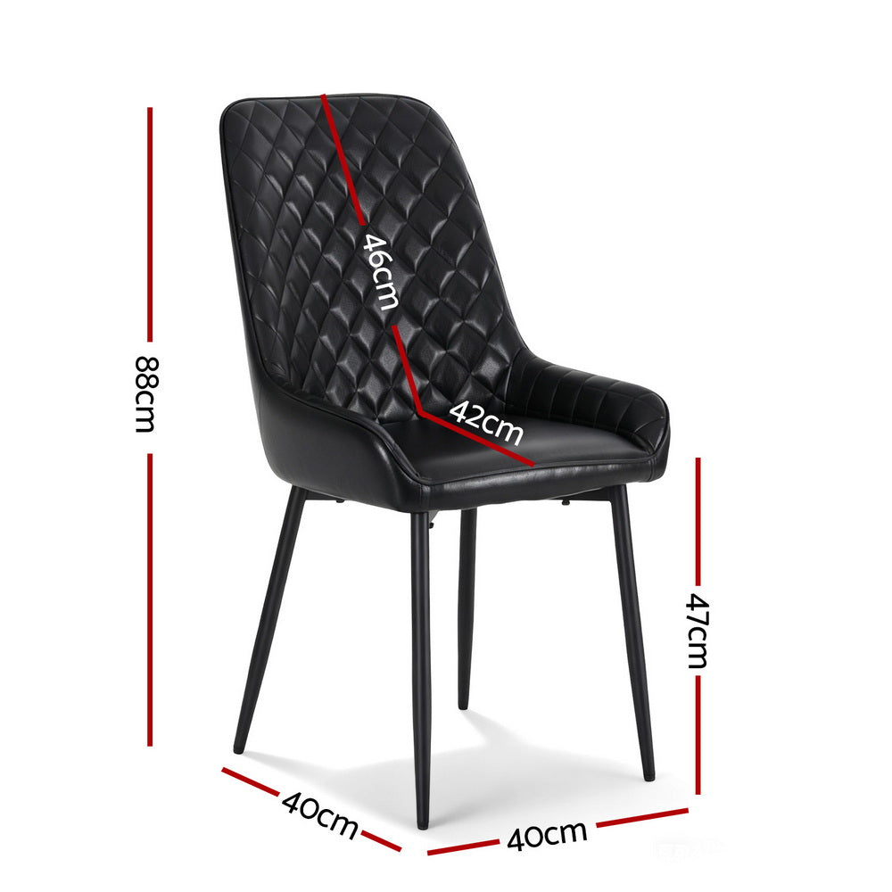 Artiss 2x Dining Chairs Retro PU Leather Kitchen Lounge Cafe Accent Chair Black DINC-B-B02-BKX2