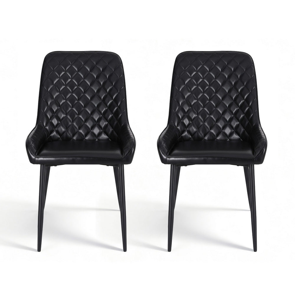 Artiss 2x Dining Chairs Retro PU Leather Kitchen Lounge Cafe Accent Chair Black DINC-B-B02-BKX2