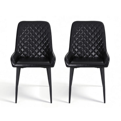 Artiss 2x Dining Chairs Retro PU Leather Kitchen Lounge Cafe Accent Chair Black DINC-B-B02-BKX2