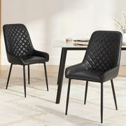 Artiss 2x Dining Chairs Retro PU Leather Kitchen Lounge Cafe Accent Chair Black DINC-B-B02-BKX2