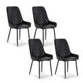 Artiss 4x Dining Chairs Retro PU Leather Kitchen Lounge Cafe Accent Chair Black DINC-B-B02-BKX4
