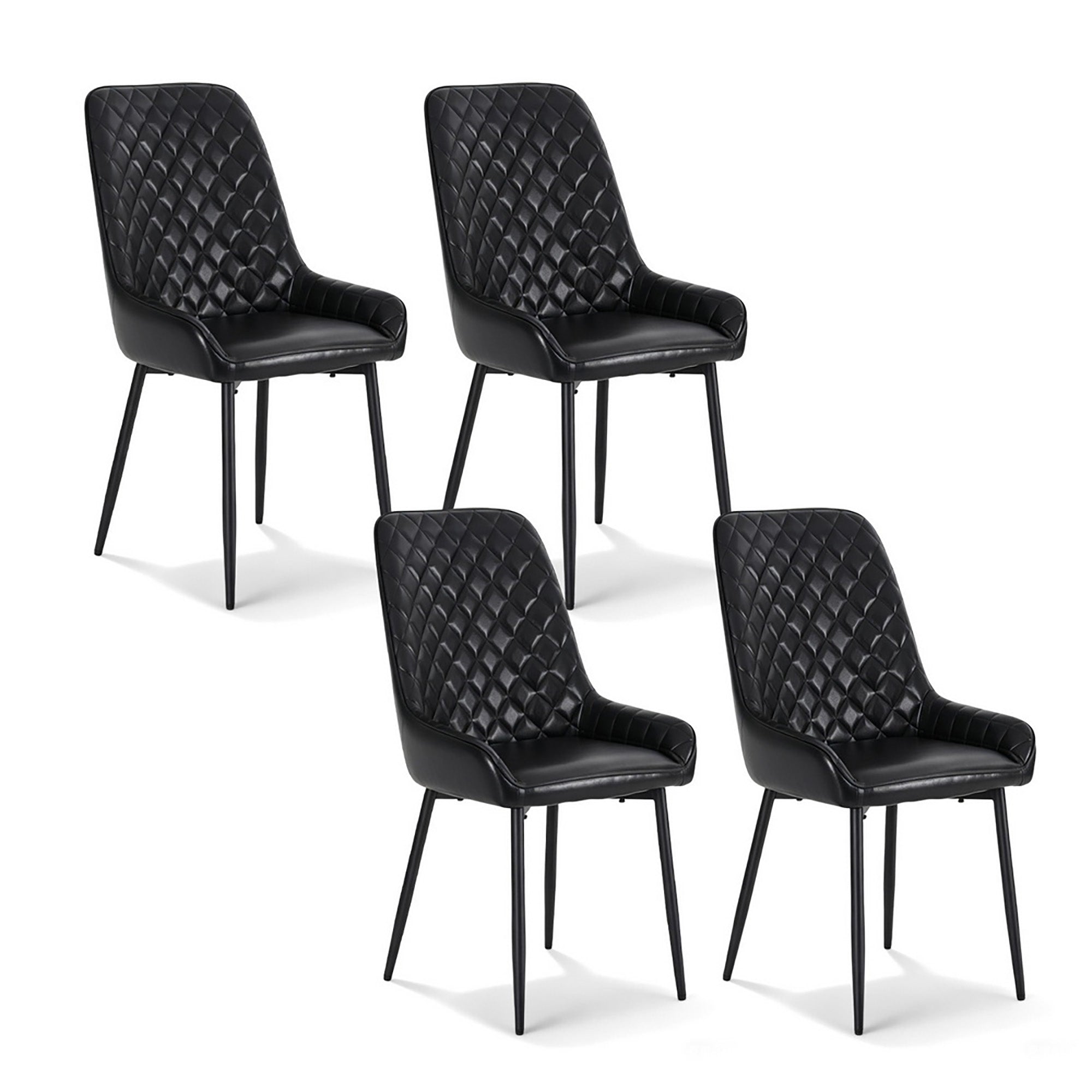 Artiss 4x Dining Chairs Retro PU Leather Kitchen Lounge Cafe Accent Chair Black DINC-B-B02-BKX4