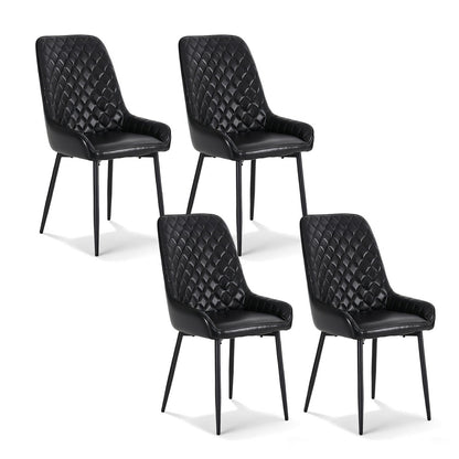 Artiss 4x Dining Chairs Retro PU Leather Kitchen Lounge Cafe Accent Chair Black DINC-B-B02-BKX4