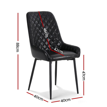 Artiss 4x Dining Chairs Retro PU Leather Kitchen Lounge Cafe Accent Chair Black DINC-B-B02-BKX4