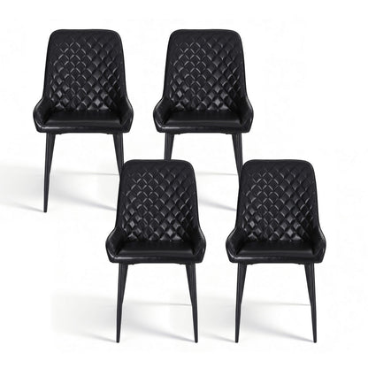 Artiss 4x Dining Chairs Retro PU Leather Kitchen Lounge Cafe Accent Chair Black DINC-B-B02-BKX4